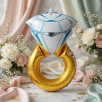 Gold Tek Taş Yüzük Folyo Balon 65x48 cm Bekarlığa Veda Parti Dekorasyonu