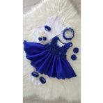 GOLD TEKSTİL Saks Mavisi Bebek Elbise Abiye