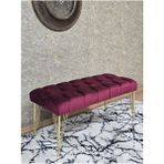 Gold Tel Ayaklı 90 cm Puf Bench - Puf - Bench - Kasalı Oturak - Oturak - Yatak Ucu Puf Bordo Renk 90 x 40 Boyut/ebat - Renkli