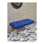 Gold Tel Ayaklı 90 Cm Puf Bench - Puf - Bench - Kasalı Oturak - Oturak - Yatak Ucu Puf Mavi Renk 90 X 40 Boyut/Ebat