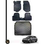 Gold Volkswagen Tiguan 2016+ 3D Havuzlu Oto Paspas + Bagaj Havuzu Lila Ikili Set - Siyah