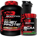 Gold Whey Protein Tozu 2250 gr Çikolatalı + Bcaamax Bcaa 585 gr Karpuzlu + Shaker Hediyeli