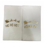 Gold Yaldızlı Beyaz Yılbaşı Ho Ho Ho Yazılı Peçete