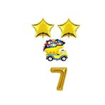Gold Yıldız Happy Bırthday Yazılı Folyo Araba rakam Balon Seti Yaş 7