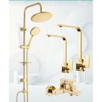 Gold Yuvarlak Robot Gold Kare Evye-Lavabo-Banyo Bataryası 4’lü Set - Altın