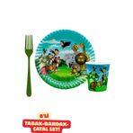 GOLDCENTER Safari Hayvan Temalı Temalı Karton Tabak Bardak Çatal Seti Çocuk Doğum Günü Tabağı Kullan At Tabak
