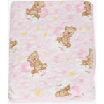 Golden Breeze Golden Yenidoğan Bebek Battaniyesi Emboss Kabartma Ayıcık Desenli Pembe