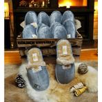 Golden Buffalo 2 Çift Kaliteli Içi Kürk Peluş Dört Mevsim Ev Terliği Yünlü Misafir Çeyiz Bohça Bahçe Gelin Terliği - Gri