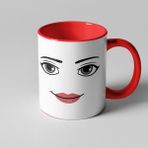 Golden Crafts Roblox Girl Face Yüz Kupa Seramik Kahve Mug - Kırmızı