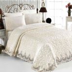 Golden Home Banu Fransız Güpürlü Çift Kişilik Yatak Örtüsü Battaniye Takımı