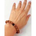 Golden Obsidyen Taşlı Rudraksha Tohum Unisex Bileklik 8mm