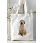 Golden Retriever Köpek Baskılı Bez Çanta Omuz Çantası Kişiye Özel Model 26