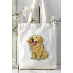 Golden Retriever Köpek Baskılı Bez Çanta Omuz Çantası Kişiye Özel Model 2
