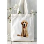 Golden Retriever Köpek Baskılı Bez Çanta Omuz Çantası Kişiye Özel Model 30