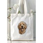 Golden Retriever Köpek Baskılı Bez Çanta Omuz Çantası Kişiye Özel Model 4