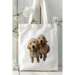 Golden Retriever Köpek Baskılı Bez Çanta Omuz Çantası Kişiye Özel Model 6