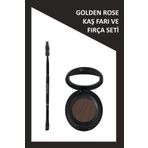 Golden Rose Eyebrow Brush - Kaş Fırçası ve Eyebrow Powder No: 106 Deep Brown - Kaş Farı Seti
