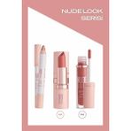 Golden Rose Nude Look 3'lü Makyaj Seti Çok Renkli Aydınlatıcı Kalem Ruj Lipgloss Günlük Kullanım İçin