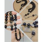 Golden & Siyah Obsidyen Taşı 33lük Tesbih 10mm (36015)