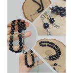 Golden & Siyah Obsidyen Taşı 33lük Tesbih 8mm (1250)