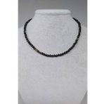 Golden & Siyah Obsidyen Taşı 4,5mm 1000 Ayar Gümüş İpli Kolye (Klipsli)