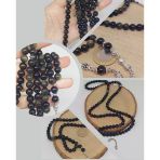 Golden & Siyah Obsidyen Taşı 99luk Tesbih 8mm (1250)