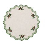 Golden Table Christmas Kokina Çiçeği Nakışlı Gri Yuvarlak Supla 2'li Set