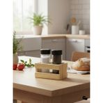 GOLDENWOODEN Ahşap Doğal 2li Baharatlık Ahşap Cam Set Takımı(Set)(Kavak - Ihlamur) - 1 SET