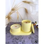 GOLDENWOODEN Golden Wooden Desenli Desing 3'lü Set Kokulu Mumluk Dekoratif Mum Seti(Kokulu)(4 Parça) - VANİLYA - Açık Sarı