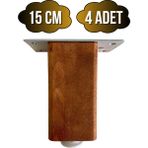 GOLDENWOODEN Kale Ayarlı Ahşap Ayak Mobilya Masa ve Dolap Ayağı(Ceviz)(Kayın/gürgen Ağacı) - 15cm - 4 ADET