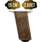 GOLDENWOODEN Kale Eğimli Ayarlı Desenli Ahşap Ayak Mobilya Masa ve Dolap Ayağı(Koyu Ceviz)(Ceviz Ağacı) - 15cm - 2 ADET