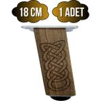 GOLDENWOODEN Kale Eğimli Ayarlı Desenli Ahşap Ayak Mobilya Masa ve Dolap Ayağı(Koyu Ceviz)(Ceviz Ağacı) - 18cm - 1 ADET