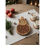GOLDENWOODEN Yılbaşı Sunum Tabağı Noel Kardan Adam Doğal Ahşap Çerez Tabağı(Kayın / Gürgen) - AHŞAP - 1 ADET
