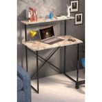 GOLDFALEZ Çalışma Masası Raf Kitaplık Çok Amaçlı Ofis Masa Efes - Beyaz Mermer - 20 x 92 cm