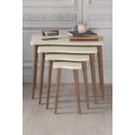 GOLDFALEZ Gold Falez Ahşap Zigon Sehpa 4'lü Krem Renk Modern Tasarım 50 cm Derinlik 54 cm Yükseklik