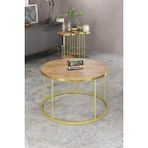GOLDFALEZ Orta Sehpa Ve Zigon Sehpa Terra Set Gold Antrasit Ceviz - RENK - GOLD ANTRASİT CEVİZ