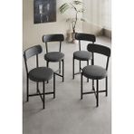 GOLDFALEZ Sandalye 4 Adet Keten Kumaş Metal Ayak Modern Mutfak Sandalyesi Cafe Balkon Ofis Teddy 9809 Antrasit