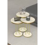 GOLDFALEZ Zigon Sehpa Terra 3 Lü Set Gold Krem