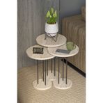 GOLDFALEZ Zigon Sehpa Terra 3 Lü Set Traverten