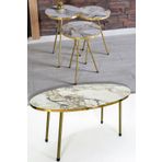 Goldfalez Zigon Sehpa Ve Orta Sehpa Elips Gold Metal Ayak Gold Efes Set