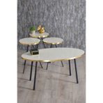 GOLDFALEZ Zigon Sehpa Ve Orta Sehpa Elips Siyah Metal Ayak Gold Krem Set