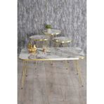 GOLDFALEZ Zigon Sehpa Ve Orta Sehpa Kr Set Gold Efes Tel - BEYAZ MERMER DESEN