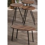Goldfalez Zigon Sehpa Ve Orta Sehpa Set Metal Elips Ceviz