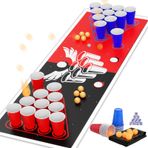 GOLDGE Yeni Beer Pong Masa Mat, Yetişkinler için İçme Oyunları Parti, 8 adet Bira Pong Topları, 30 adet Bira Pong Bardakları