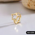 GOLDKUPE 14 Ayar Tek Yıldız Halka Altın Küpe 0,65 gr