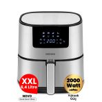 Goldmaster 2000 Watt Yuksek Guc 6,4 Litre Inox Genis Xxl Dokunmatik Airfryer Yagsiz Sicak Hava Fritozu