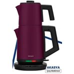 GOLDMASTER Akasya Mat Mor Xl 2200 Watt Patentli Damlatmayan Tasarımı Çelik Çay Makinesi Ve Su Isıtıcısı