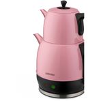 Goldmaster Demlika Pembe XL Geniş Hazneli Damlatmaz Paslanmaz Çelik Çay Makinesi ve Su Isıtıcısı, 2 Litre Hazne, 1,4 Litre Demlik