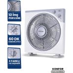 Goldmaster Konfor 12 inç Kare Vantilatör 50W 3 Hız Seçeneği ile Enerji Tasarruflu