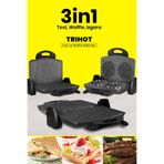 GOLDMASTER Trihot 3 In 1 Granit Çıkarılabilir Plakalı Waffle Izgara Tost Makinesi 6 Dilim Antrasit IN-7464AN